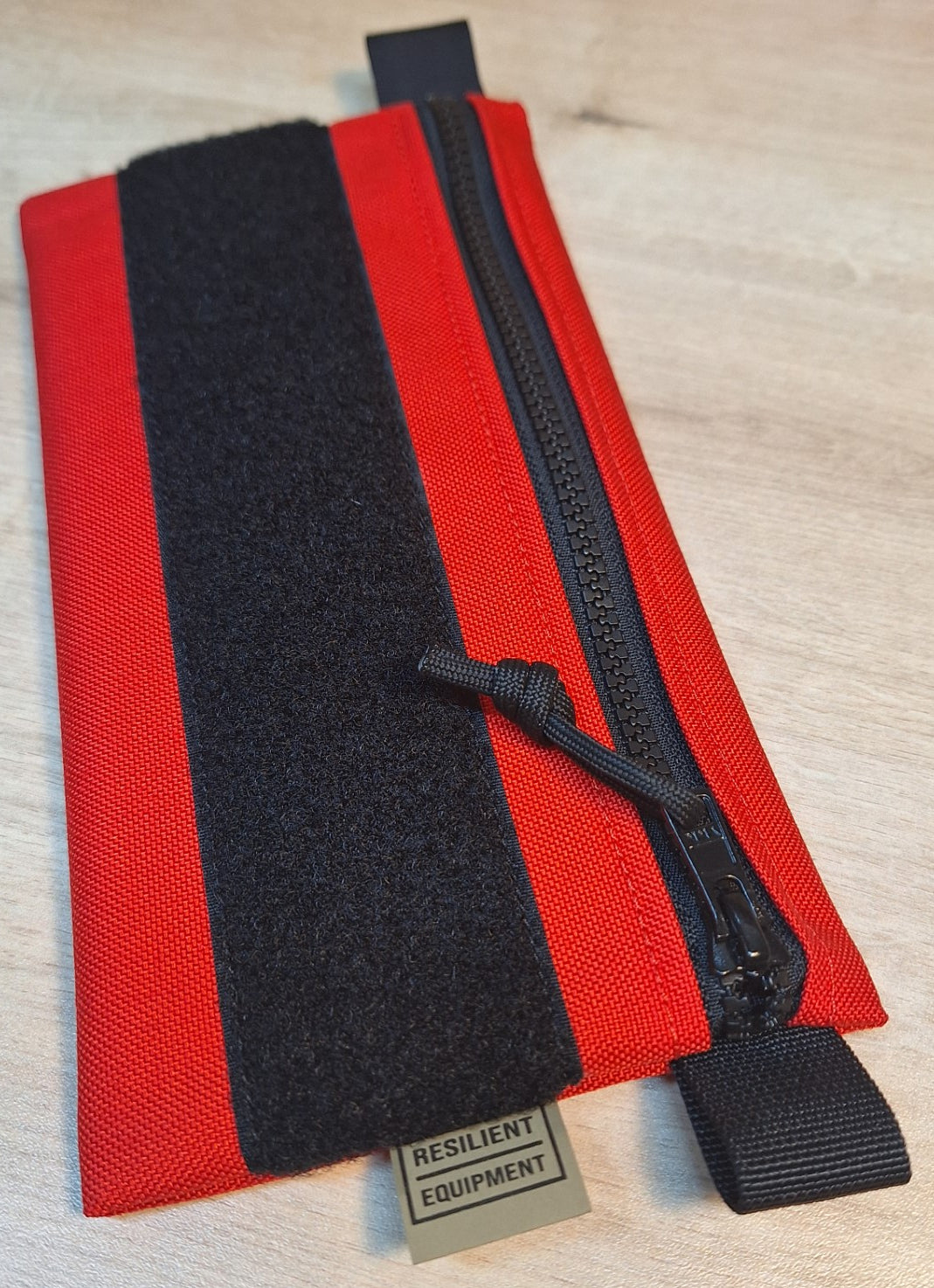 Red License Pouch with Black Zip and Velcro