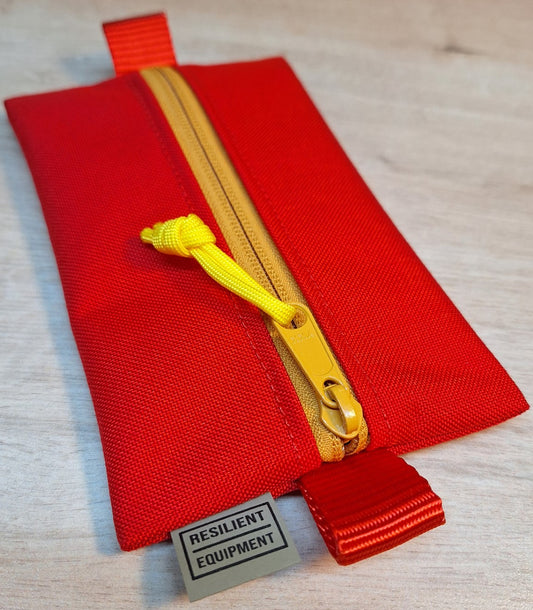 Red Small Centre Zip Pouch with Gold Zip