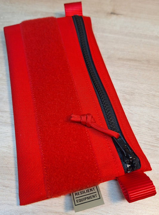 Red License Pouch with Black Zip and Red Velcro